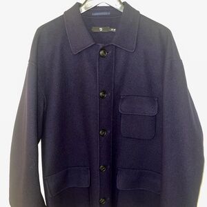 Jil Sander Uniqlo Oversized Wool Blend Chore Over Coat Jacket Blue Med w/Cover